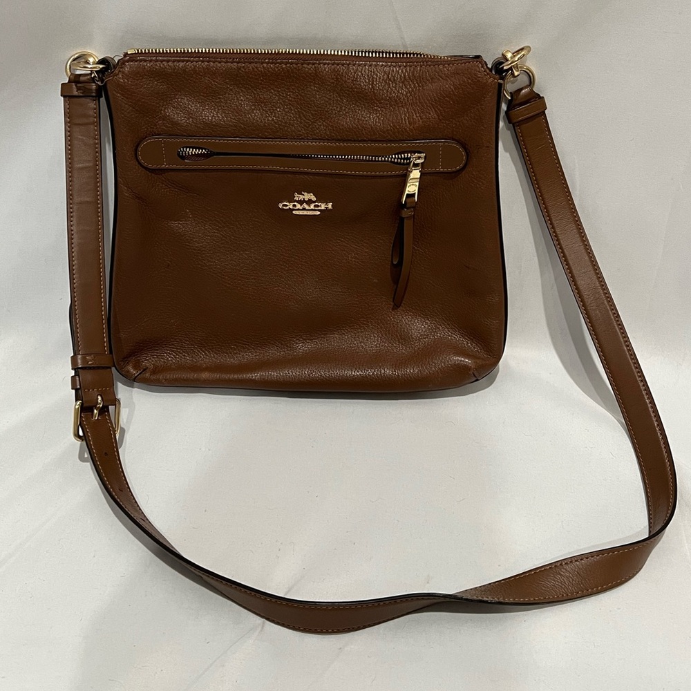 Coach Mae File Crossbody Bag F34823 Pebble Leather Da… Gem